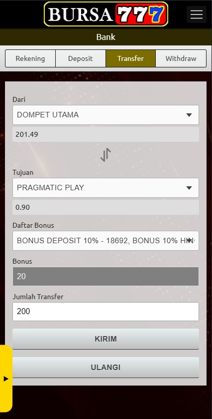 Cara Ambil Bonus Deposit di Bursa777